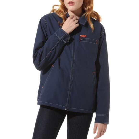 💖MEGA SALE💖VANS Pro Stitched Station Women’s Size Jacket Blue VN0A4CWPLKZ - Picture 1 of 9